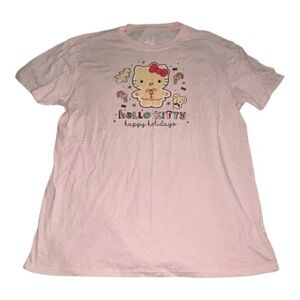 Hello Kitty Sanrio Pink Girly Tee Christmas Happy Holidays XL EUC